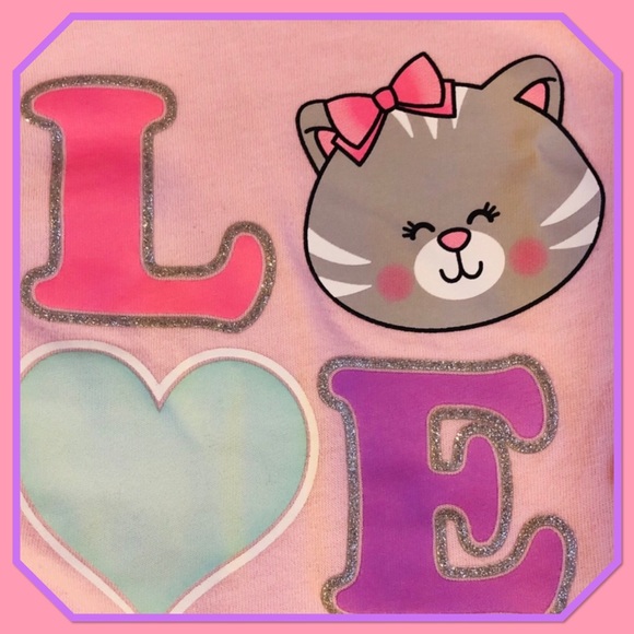 🌸5/15🌸Cute Pink Kitten “Love” Long Sleeve Tee🌸 - Picture 2 of 3